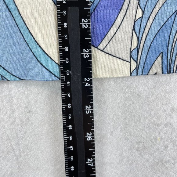 ANN TAYLOR Womens L Silk Blend Mod Blue Swirl Crystal Button Up Top Sweater - Picture 7 of 11